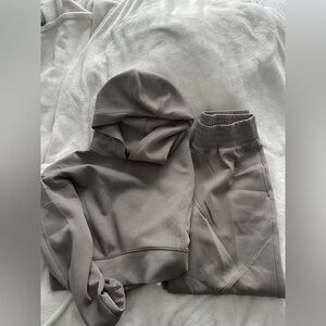 Women's Taupe Track Pants & Hoodie Set